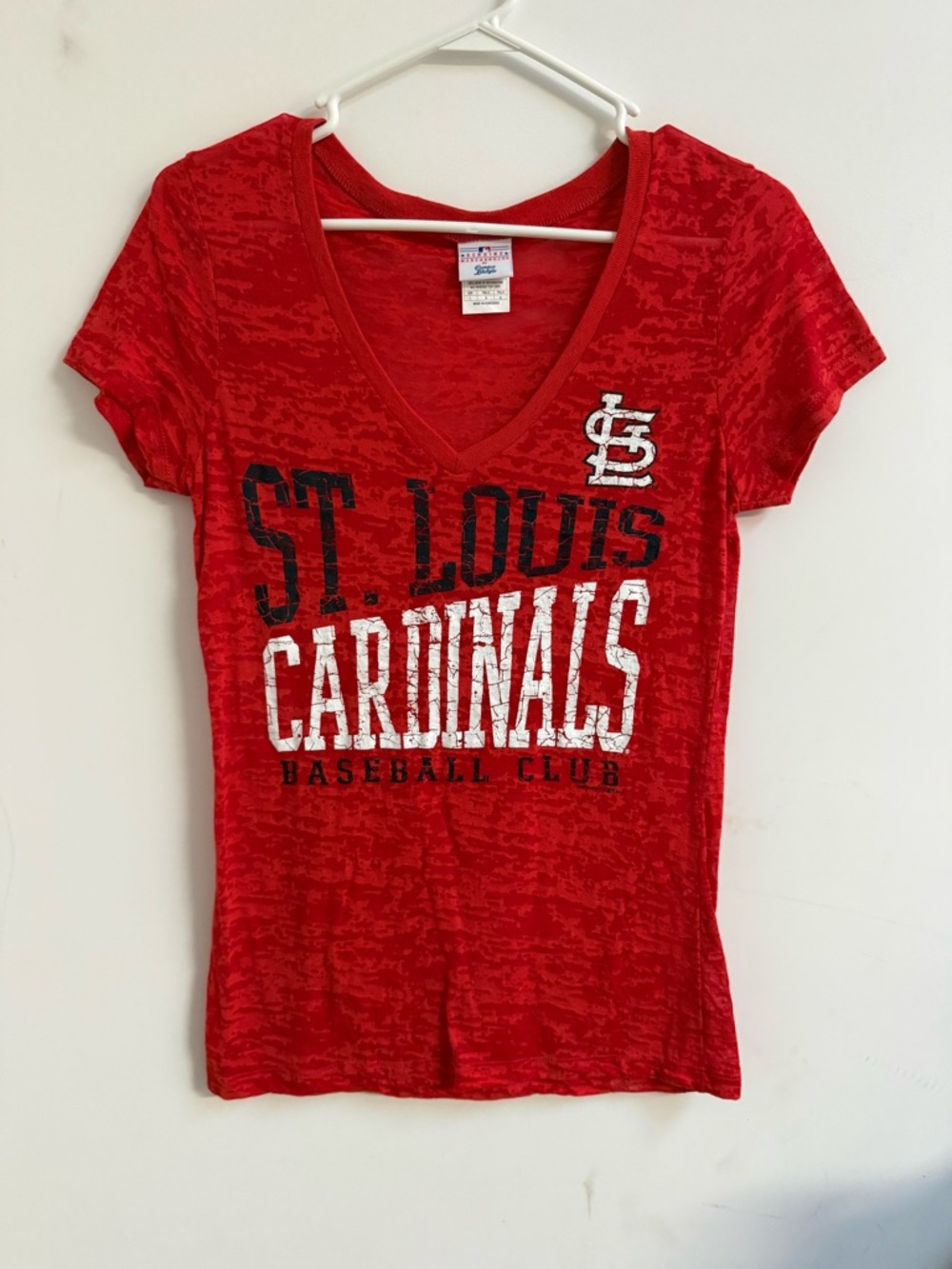 Majestic St. Louis Cardinals Red V-Neck Graphic Tee